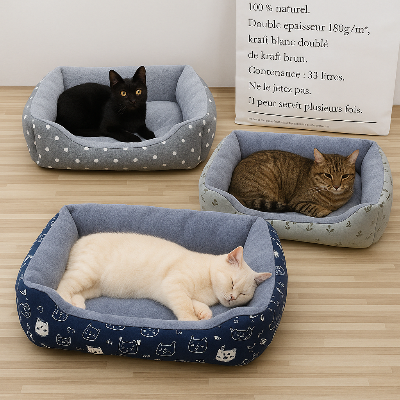 félins apaisés installés dans leur coussin chat